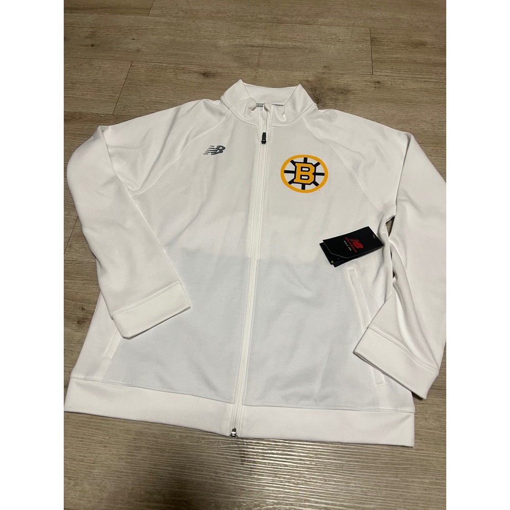 New Balance Boston Bruins Centennial Track Jacket Mens White Full Zip Large NWT